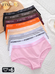 6Pcs Cotton Letter Belt Underwear for Women Sexy Breathable Low Waist Briefs Female Solid Stretch Lingerie Casual Sports Panties