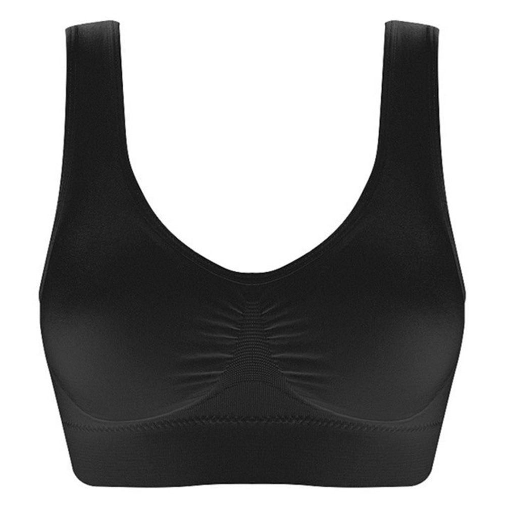 Women Seamless Bras Camisole Underwear Crop Top XXL 3XL Black Pure Color Sports Gym Running Fitness Yoga