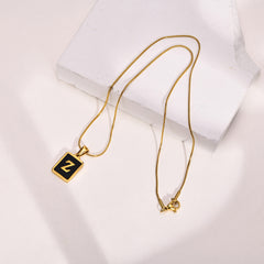 Letter Initial Pendant Necklace Women Stainless Steel Jewelry Alphabet Collar Birthday Party Mom Girlfriend Valentine's Day Gift