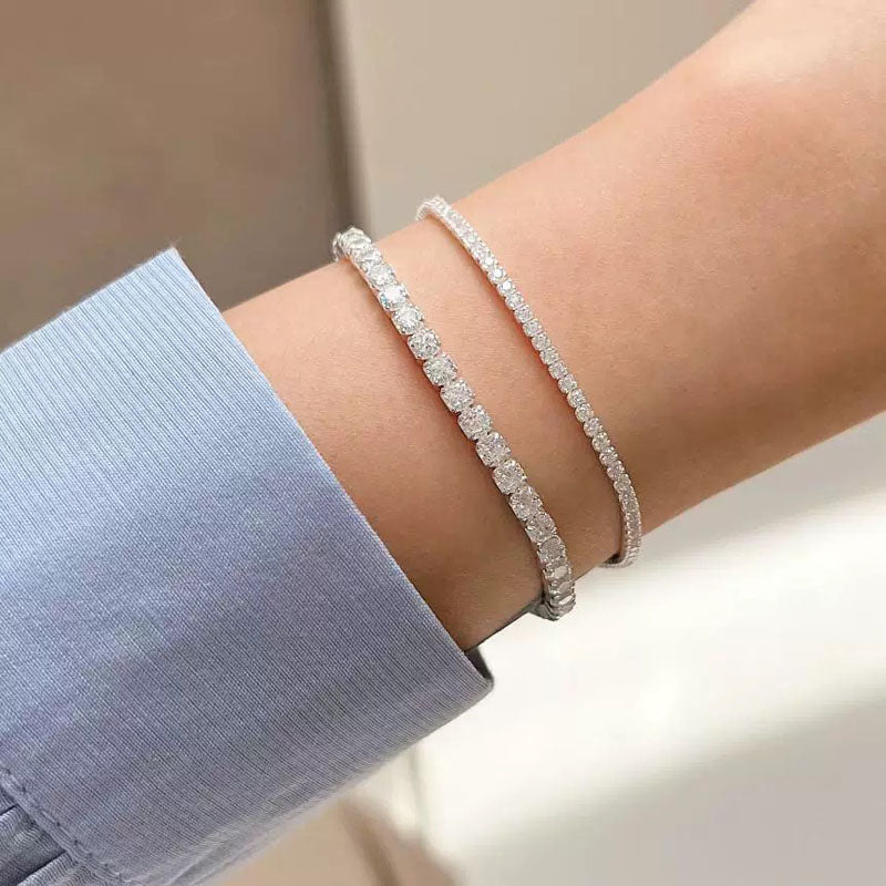 Hot Sterling 925 Silver Full AAA Zircon Bracelet Fine Jewelry 16cm-19cm 2-3mm Shiny CZ Accessories For Women Anniversary Gift