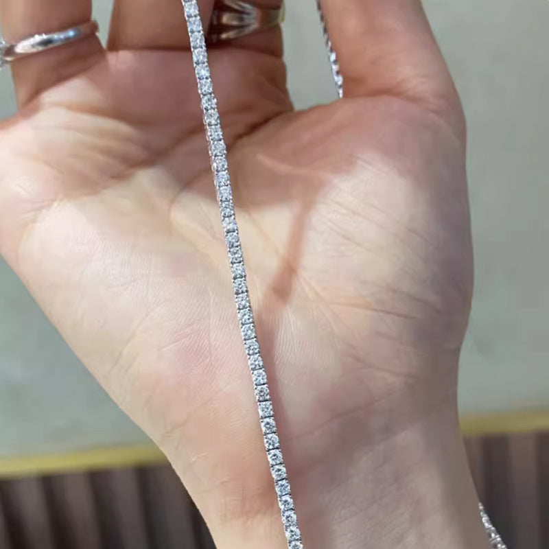 Hot Sterling 925 Silver Full AAA Zircon Bracelet Fine Jewelry 16cm-19cm 2-3mm Shiny CZ Accessories For Women Anniversary Gift