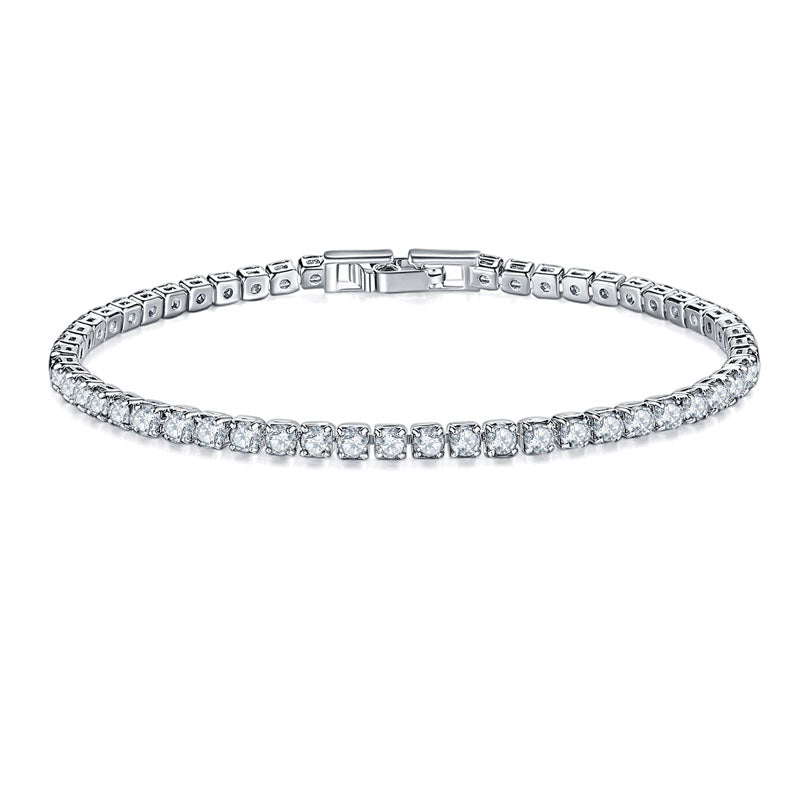 Hot Sterling 925 Silver Full AAA Zircon Bracelet Fine Jewelry 16cm-19cm 2-3mm Shiny CZ Accessories For Women Anniversary Gift