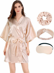 Women’s Silky Satin Kimono Robe – Bridesmaid &amp; Bridal Sleepwear
