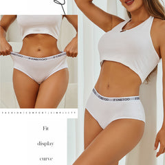 4PCS/Set Cotton Solid Color Women Panties Sexy Low Rise Briefs Female Letter Waist Panties Woman's Underpants Intimates Lingerie