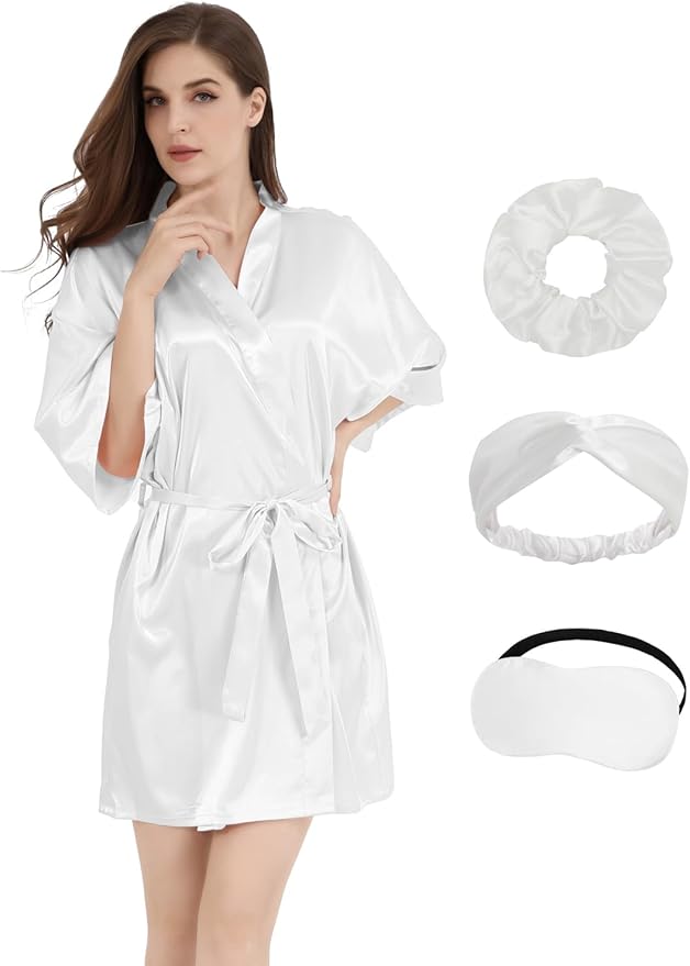 Women’s Silky Satin Kimono Robe – Bridesmaid &amp; Bridal Sleepwear