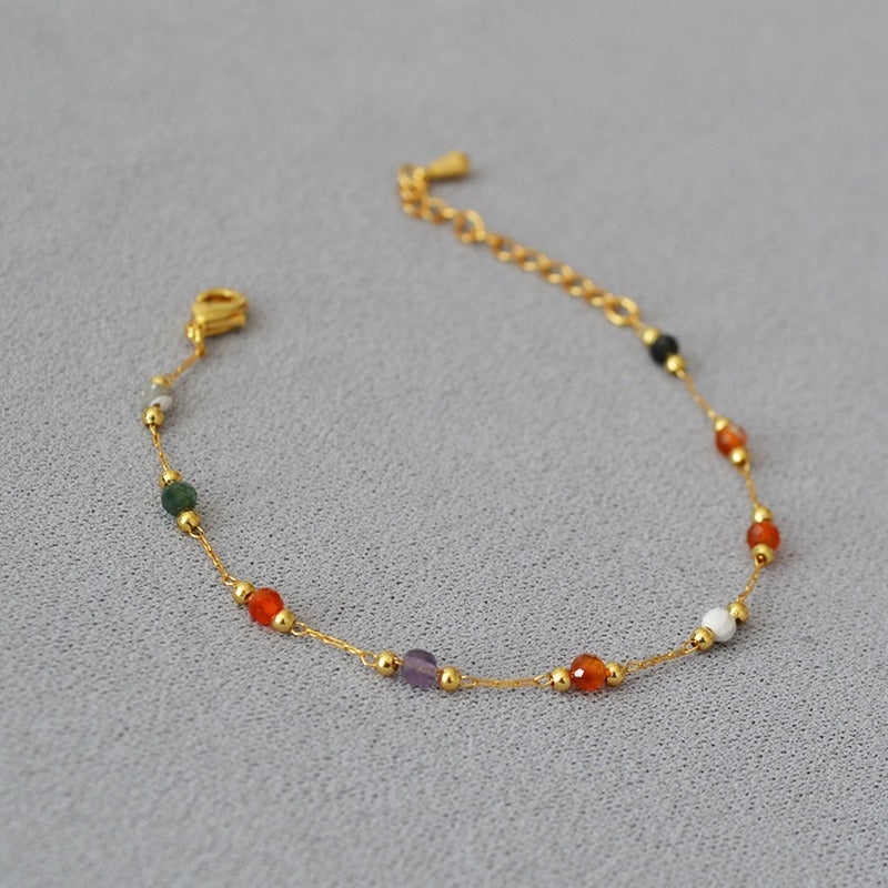 Kolmnsta Colorful Round Beads Necklace Charm Choker Bracelet Set For Women Girls Anniversary Birthday Party Gift Fashion Jewelry