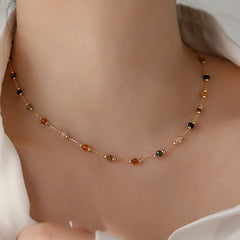 Kolmnsta Colorful Round Beads Necklace Charm Choker Bracelet Set For Women Girls Anniversary Birthday Party Gift Fashion Jewelry