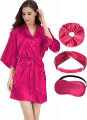 Women’s Silky Satin Kimono Robe – Bridesmaid &amp; Bridal Sleepwear