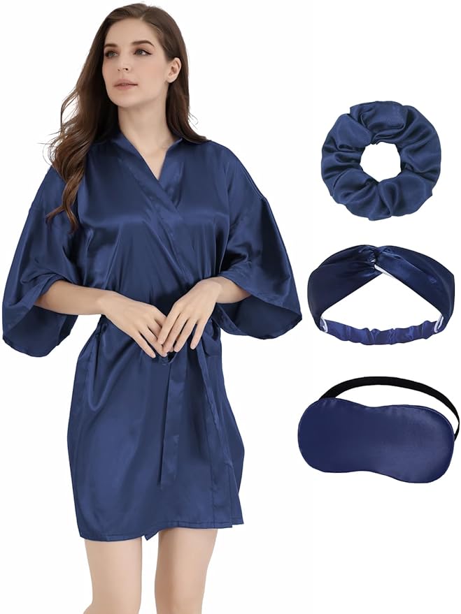 Women’s Silky Satin Kimono Robe – Bridesmaid &amp; Bridal Sleepwear